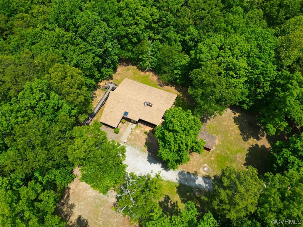 7192 South James River Road Buckingham, VA 23921 - Photo 6 of 29 an aerial view of residential house with outdoor space and trees all around
