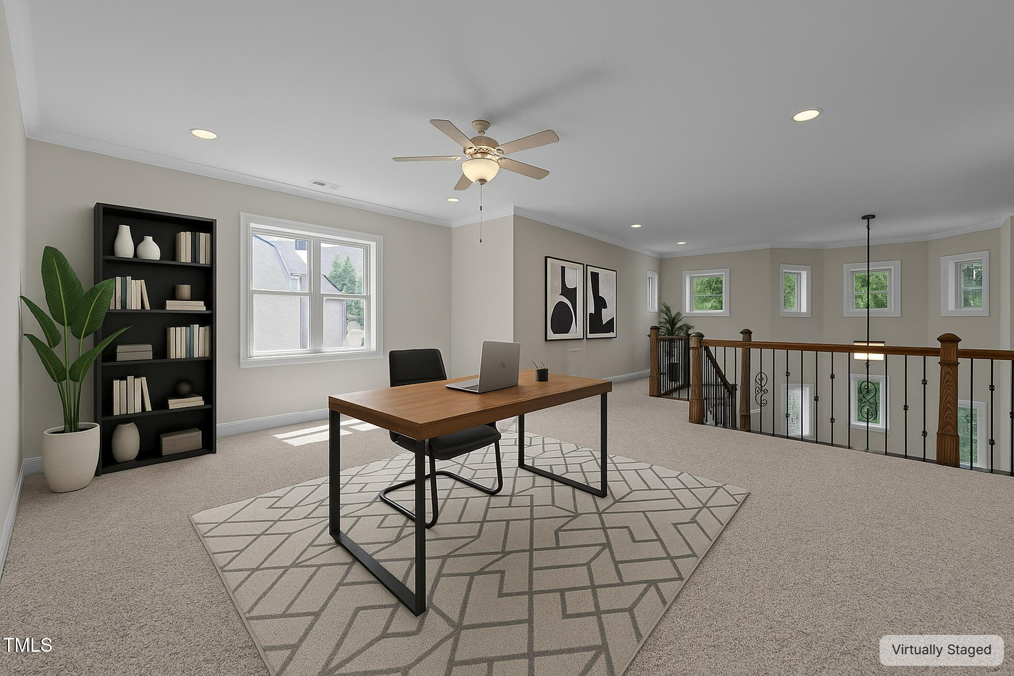 1512 Piazzo Court Apex, NC 27502 - Photo 40 of 59 a living room with furniture a window and a book shelf