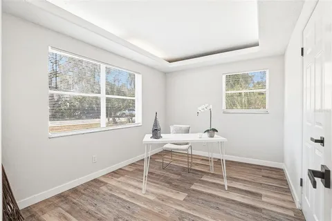 a chair and table in a room