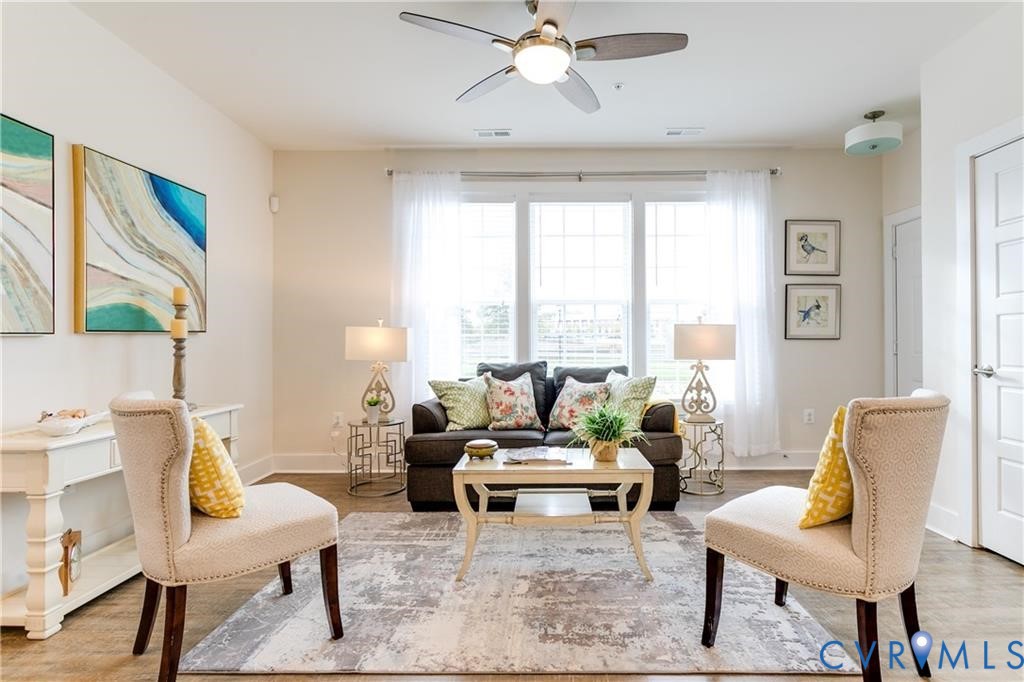 4324 Bon Secours Parkway, Unit A Henrico, VA 23233 - Photo 3 of 19 Living room with ceiling fan and light wood-type f