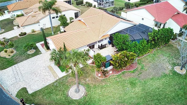 an aerial view of a house