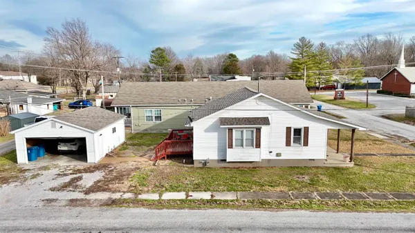 an aerial view of a house