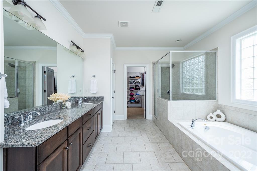 6009 Daphne Circle Fort Mill, SC 29708 - Photo 26 of 43 a bathroom with a granite countertop tub sink and mirror
