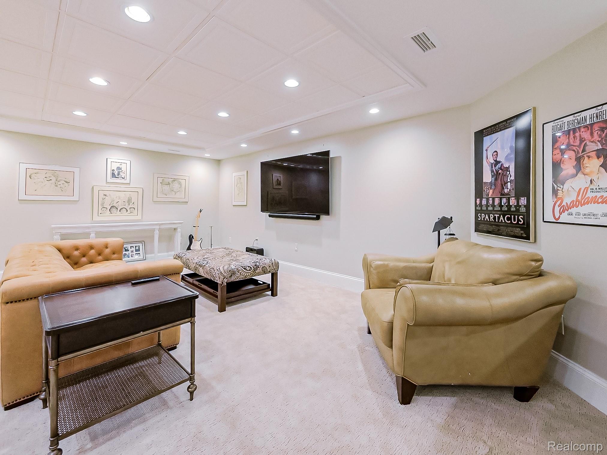 3720 East Clarkston Road Oakland, MI 48363 - Photo 28 of 60 Living room with recessed lighting and light carpet