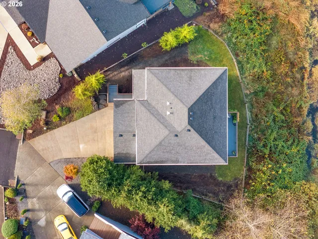 an aerial view of a house