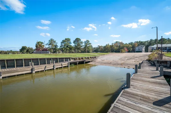 a view of a lake with houses