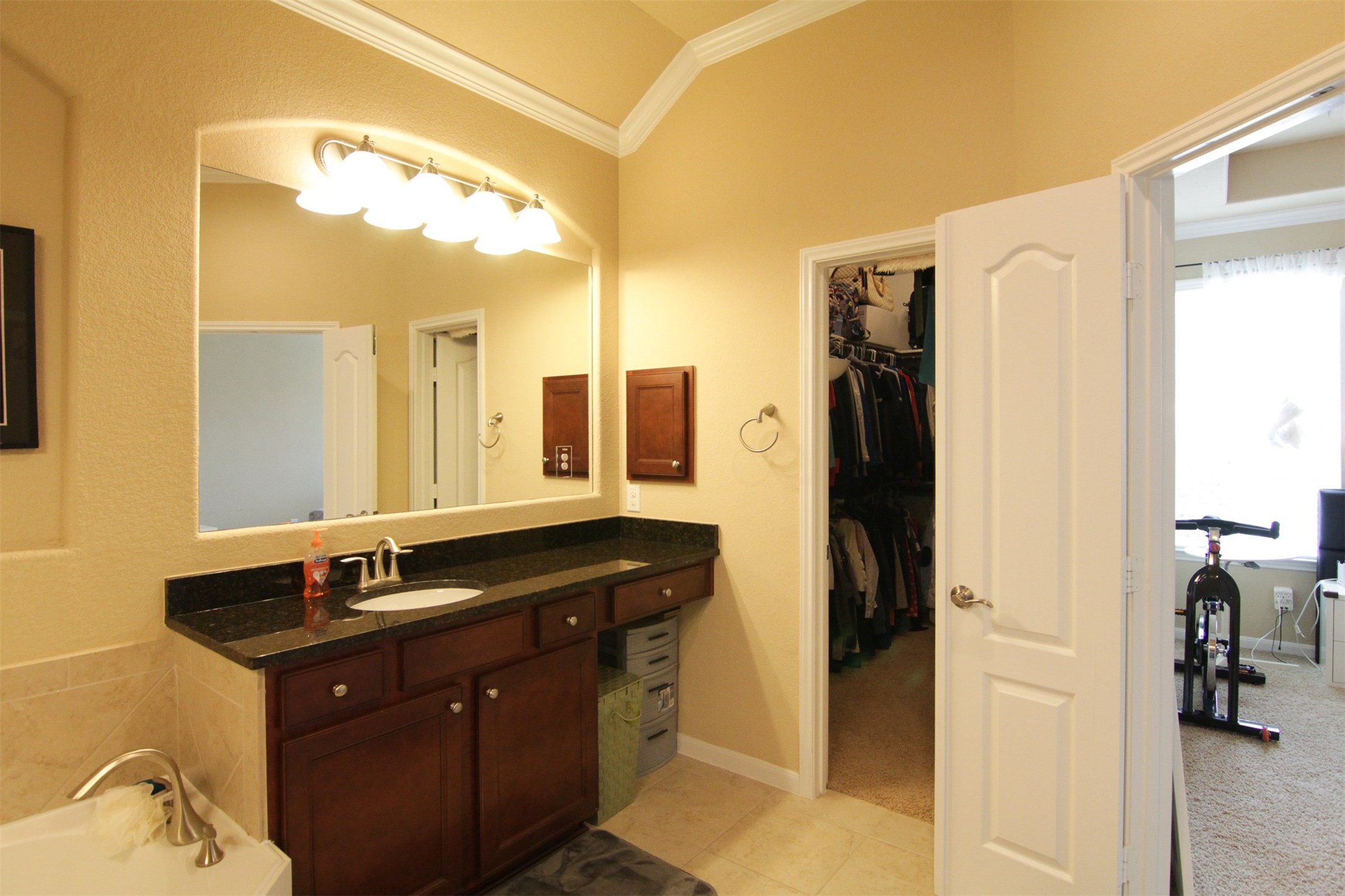 1423 Ralston Branch Way Sugar Land, TX 77479 - Photo 25 of 43 dark granite countertops, medicine cabinet by vanity; big walk-in primary closet