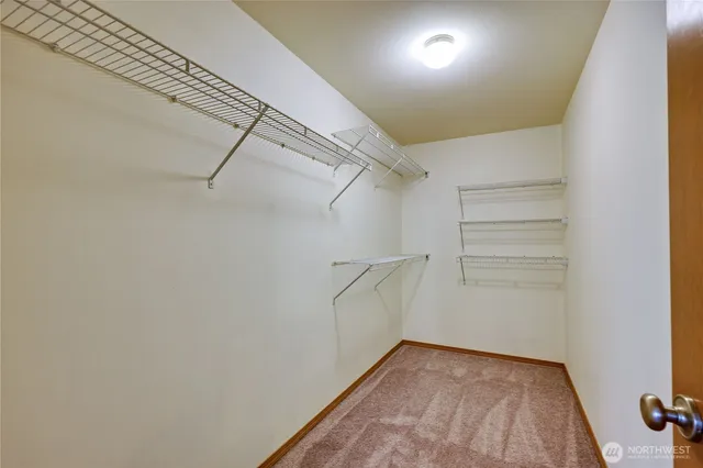 a view of a room with racks on the wall