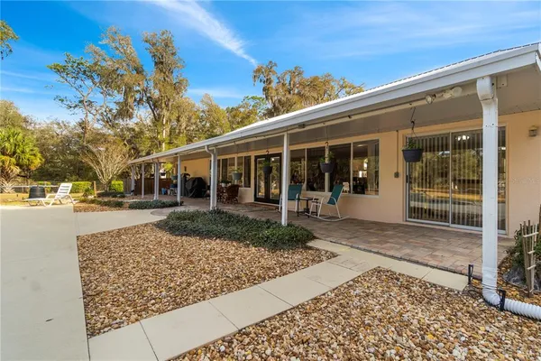 a view of door and garden