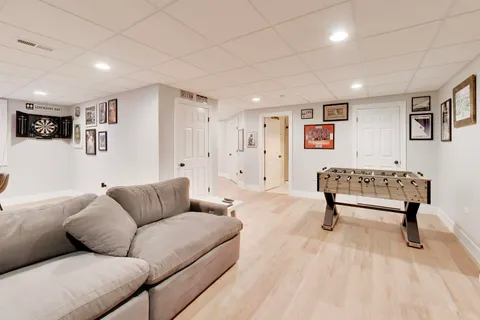 a workspace with furniture and window