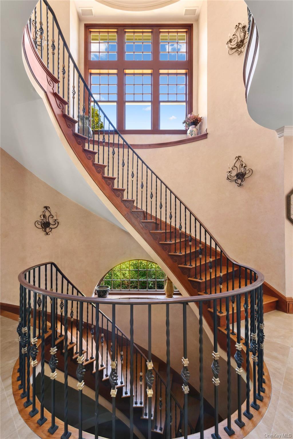 284 West Patent Road Bedford, NY 10549 - Photo 15 of 40 Stairs featuring tile patterned flooring and a high ceiling