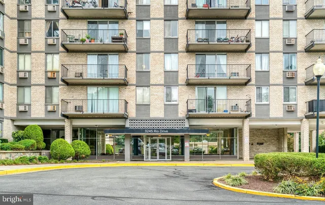 a front view of a multi story building