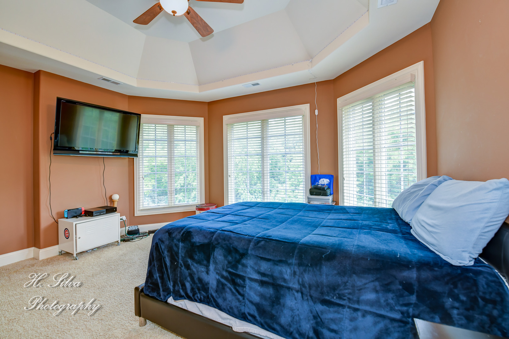 11 Covington Court Algonquin, IL 60102 - Photo 20 of 51 a bedroom with a large bed and a flat tv screen on dresser