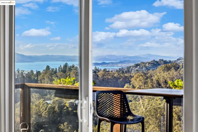 a view of a city from a balcony