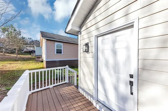 a view of a wooden deck