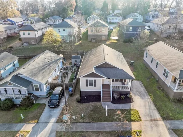 an aerial view of a house