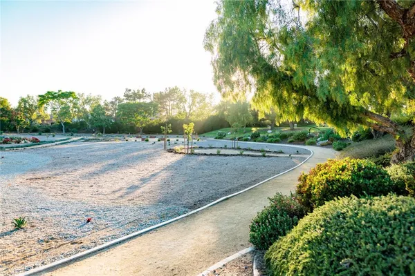 a view of a road with a yard