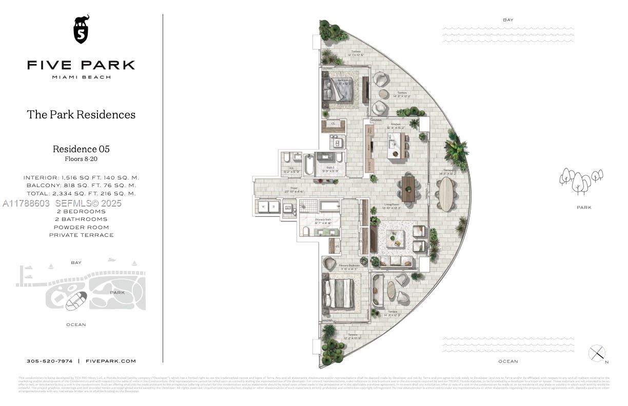 500 Alton Road, Unit 1105 Miami Beach, FL 33139 - Photo 69 of 69 a picture of a floor plan