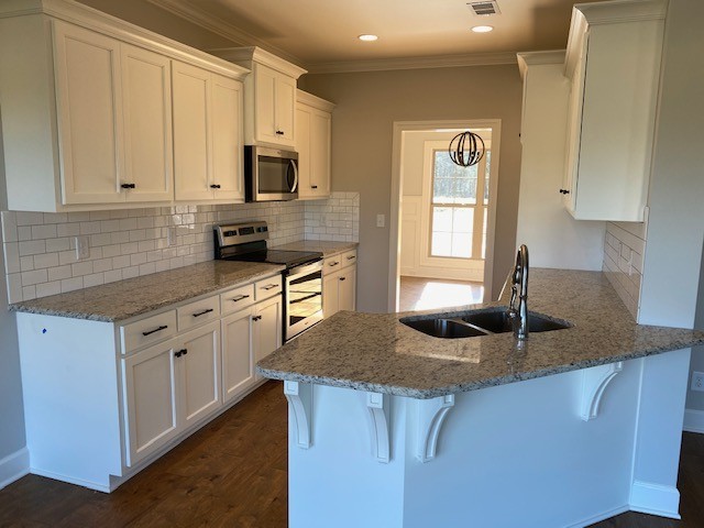 131 Flat Woods Road Lebanon, TN 37090 - Photo 8 of 25 a kitchen with granite countertop a sink a stove and microwave