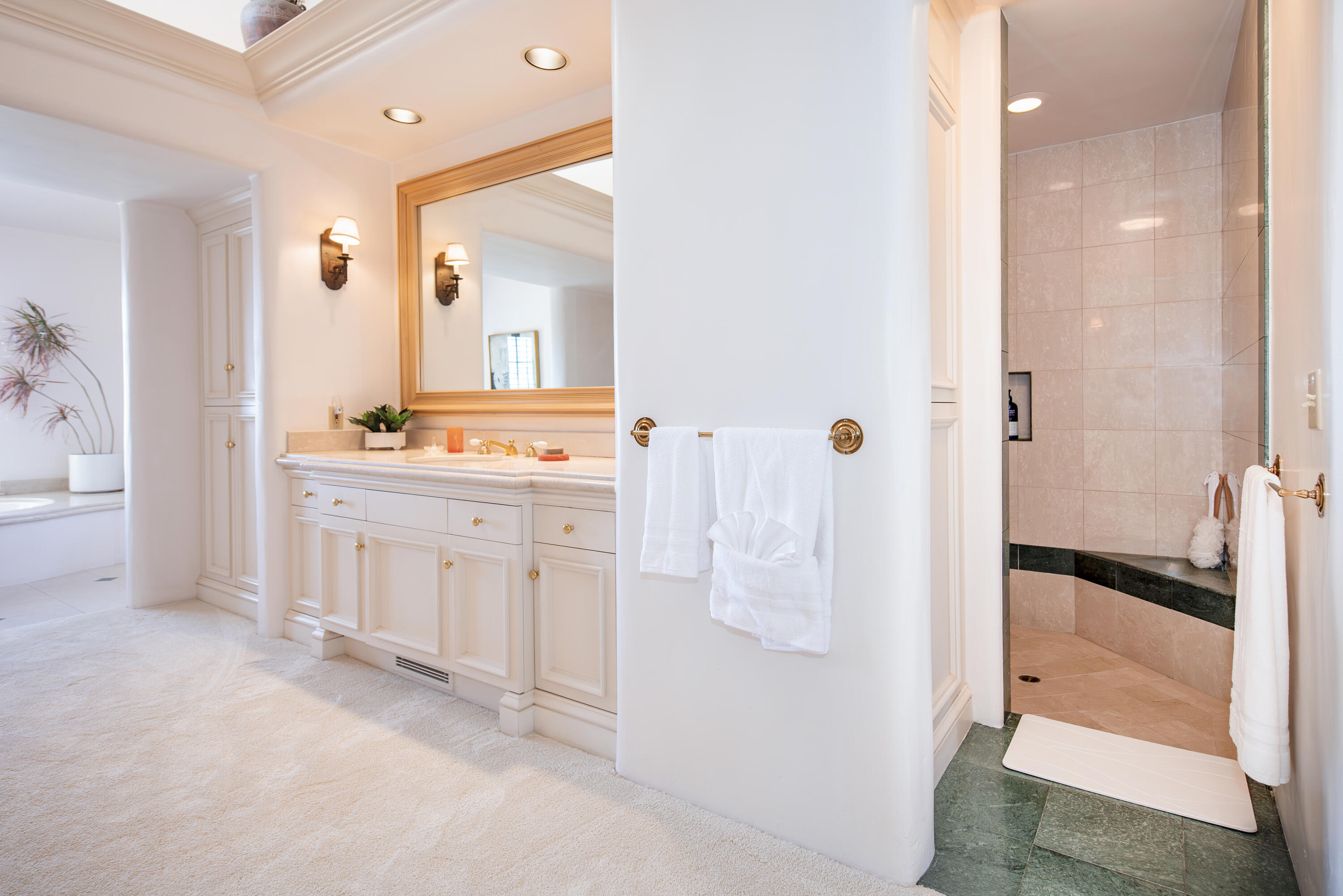 2240 Ortega Ranch Road Summerland, CA 93067 - Photo 28 of 87 a bathroom with a double vanity sink mirror and shower