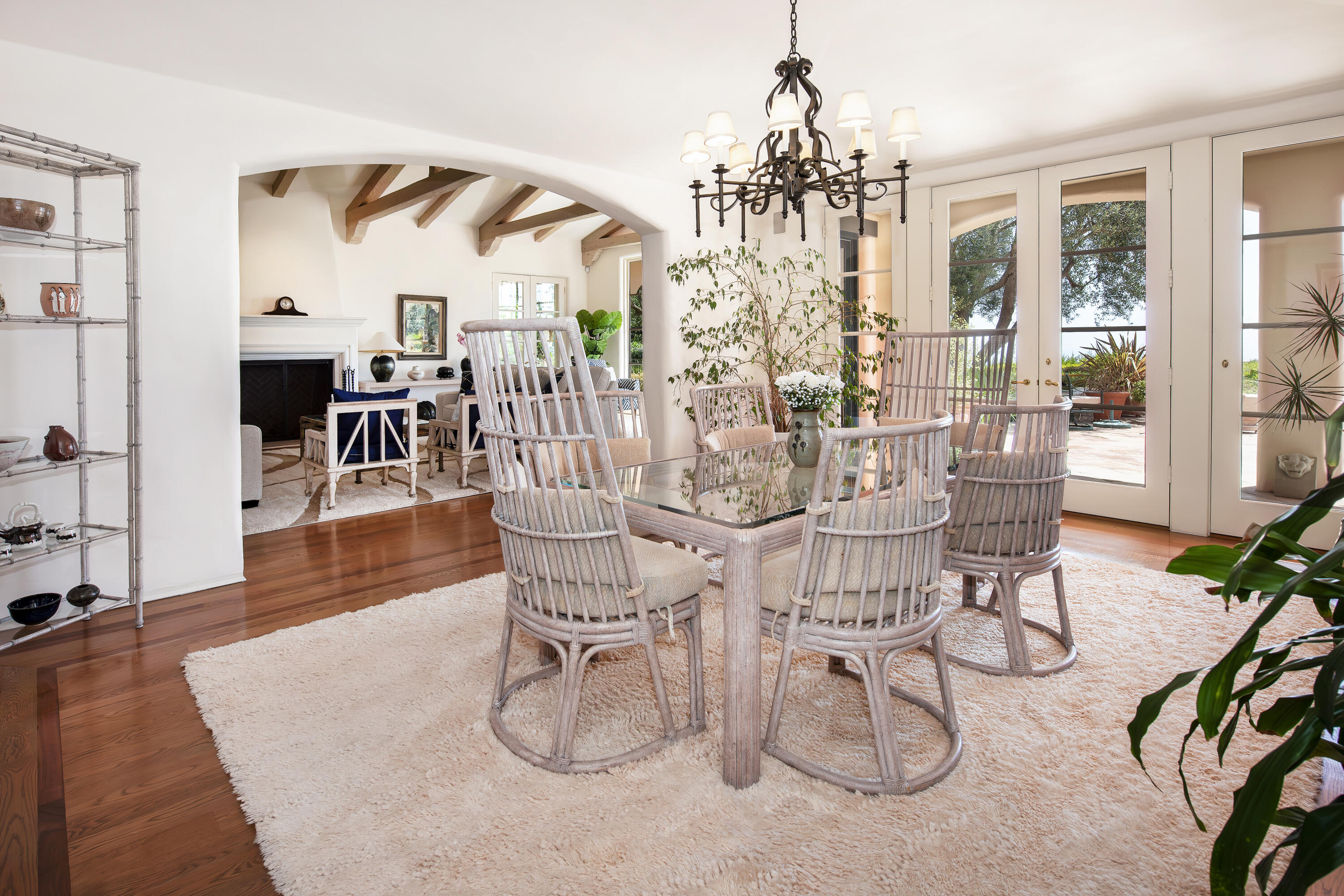 2240 Ortega Ranch Road Summerland, CA 93067 - Photo 38 of 87 a dining room with furniture a chandelier and wooden floor