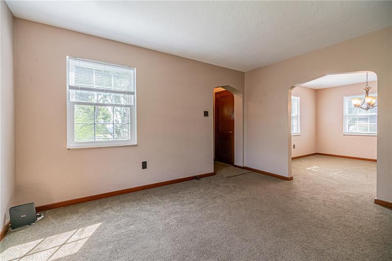 915 Wible Run Road Pittsburgh, PA 15209 - Photo 6 of 25 Open Floor Plan Living and Dining Rooms - Plaster Walls & Ceiling