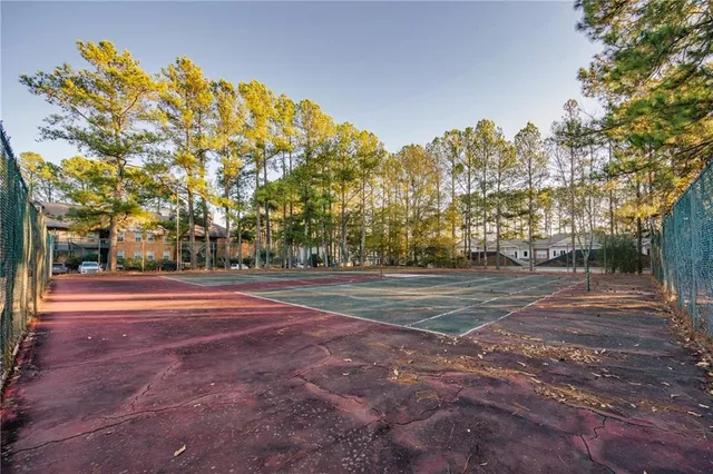 a view of road and trees