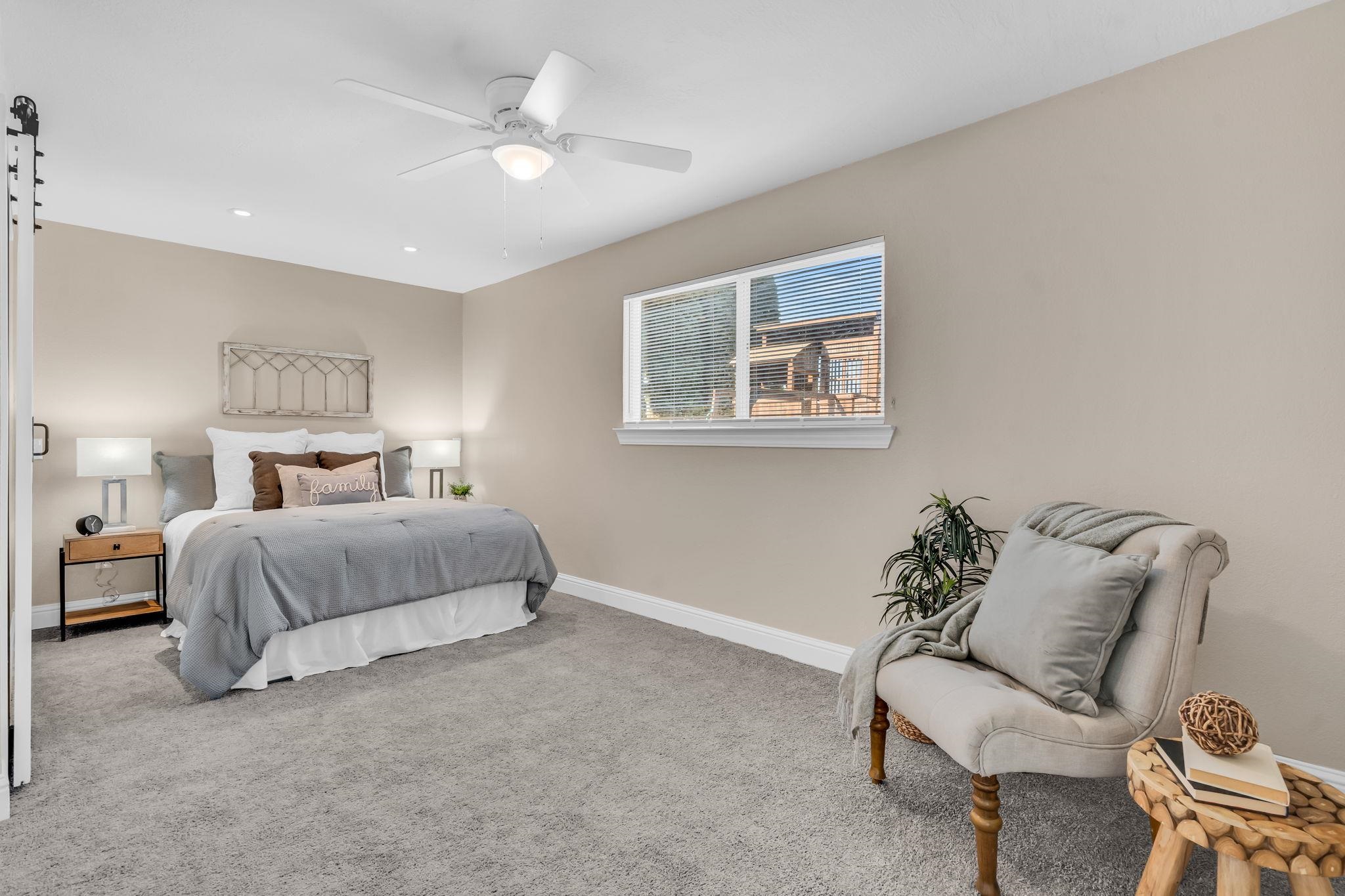 1660 Sunset Road Brentwood, CA 94513 - Photo 27 of 45 Carpeted bedroom featuring a ceiling fan and recessed lighting