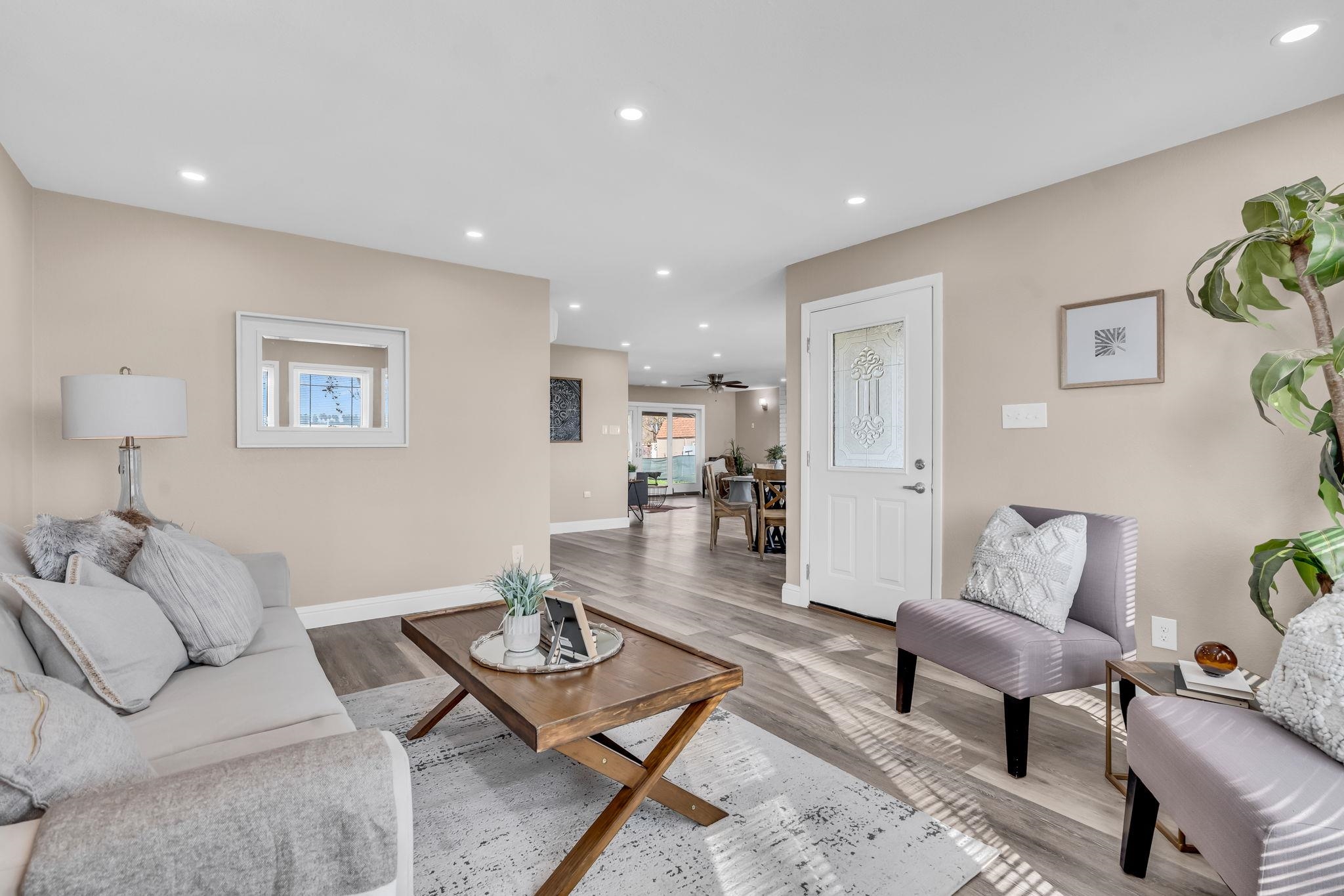 1660 Sunset Road Brentwood, CA 94513 - Photo 7 of 45 Living room with recessed lighting, wood finished floors, and ceiling fan