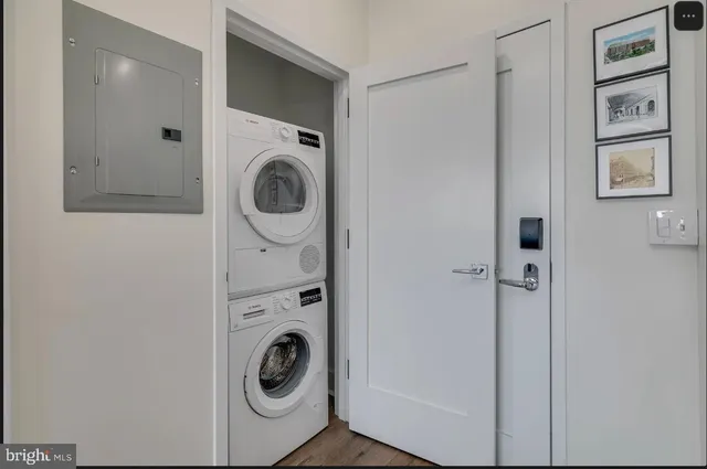 a utility room with dryer and washer
