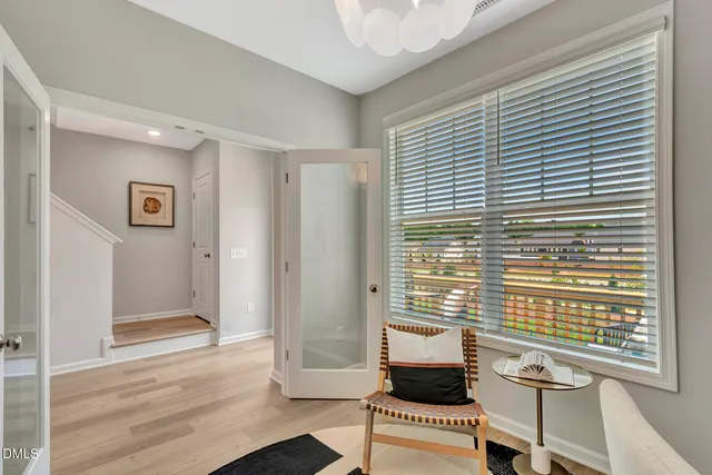 a view of a livingroom with a window