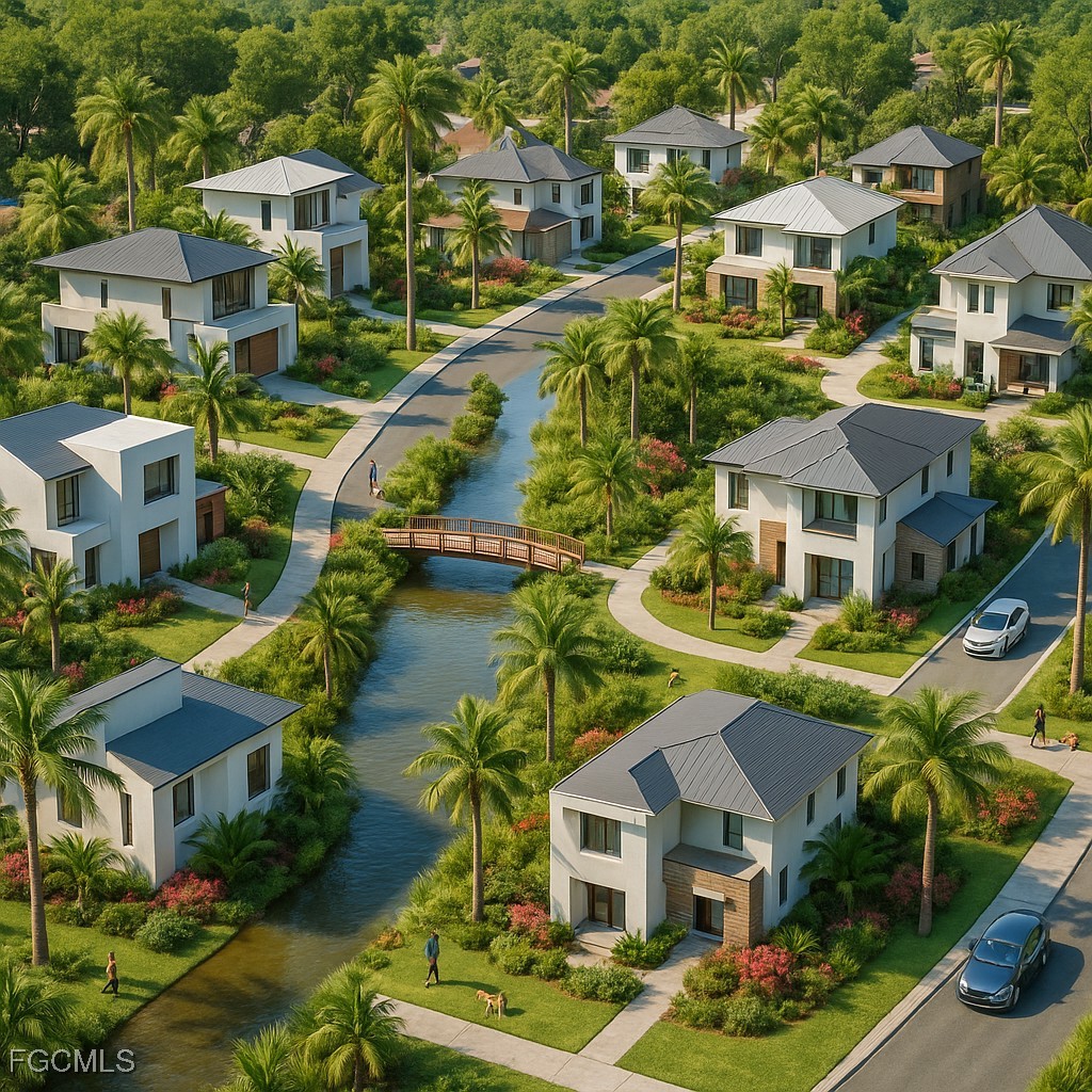 a aerial view of a house with a garden and plants