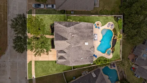 an aerial view of a house
