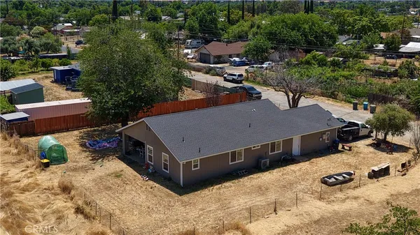 an aerial view of a house