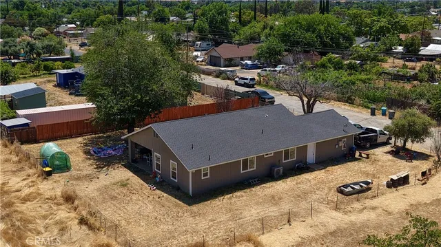 an aerial view of a house