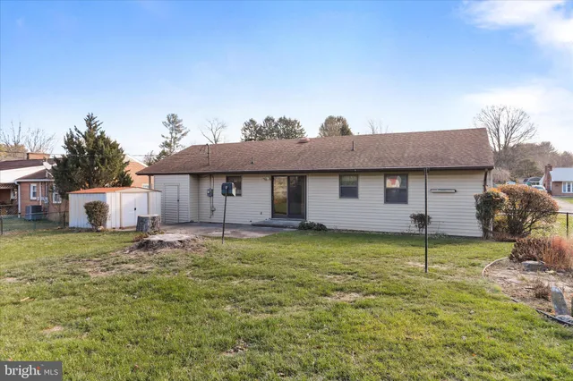 a view of a park with large trees