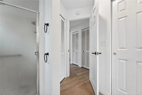 a view of a bathroom from a bathroom