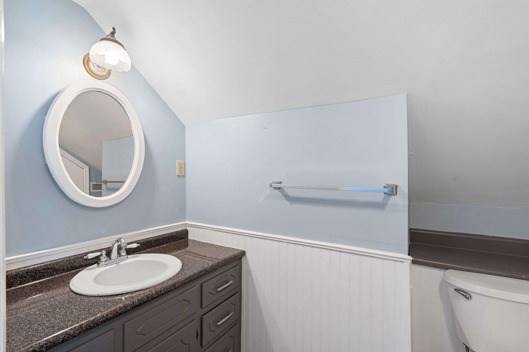 420 Beechwood Road Bell Buckle, TN 37020 - Photo 33 of 57 a bathroom with a granite countertop sink and a mirror
