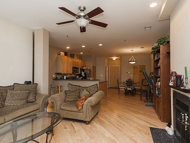 3113 West Lawrence Avenue, Unit D302 Chicago, IL 60625 - Photo 5 of 16 a living room with furniture and a wooden floor