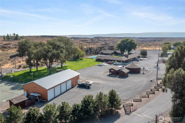 an aerial view of a house