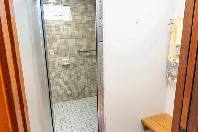 a bathroom with a shower