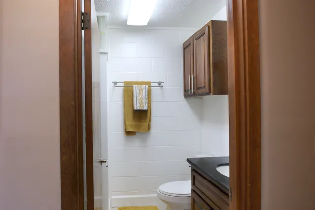 a bathroom with a toilet and a sink