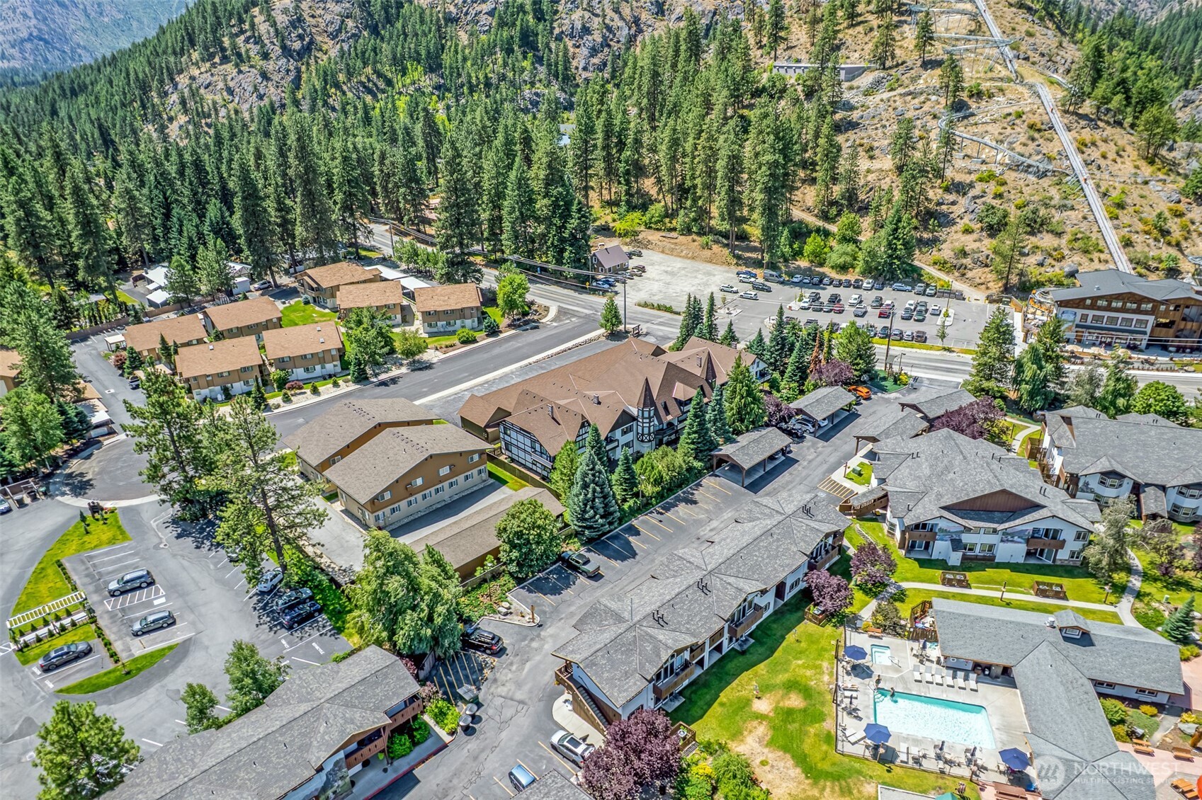 110 Icicle Road, Unit K Leavenworth, WA 98826 - Photo 24 of 26 an aerial view of a swimming pool with outdoor seating