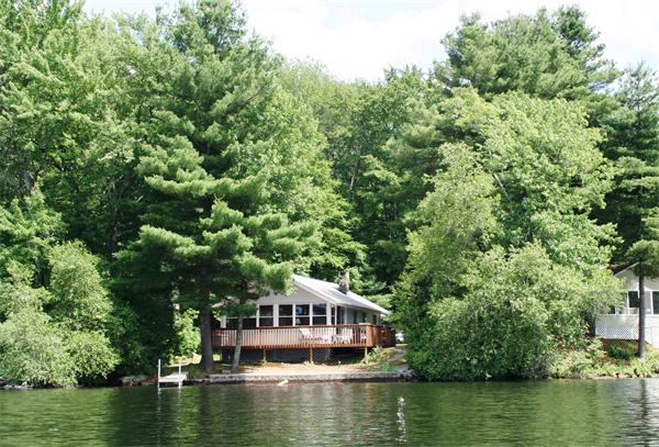 a view of a house with a lake view