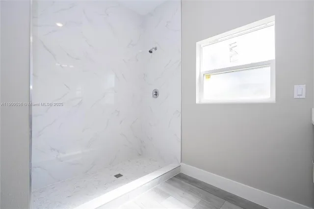 a bathroom with a window