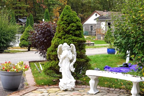 a view of a chairs and table in backyard