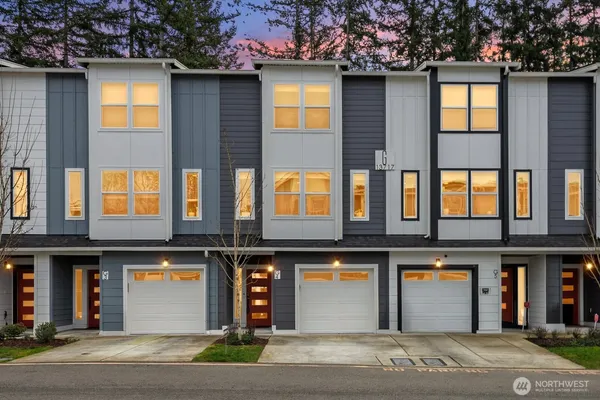 a front view of multiple houses