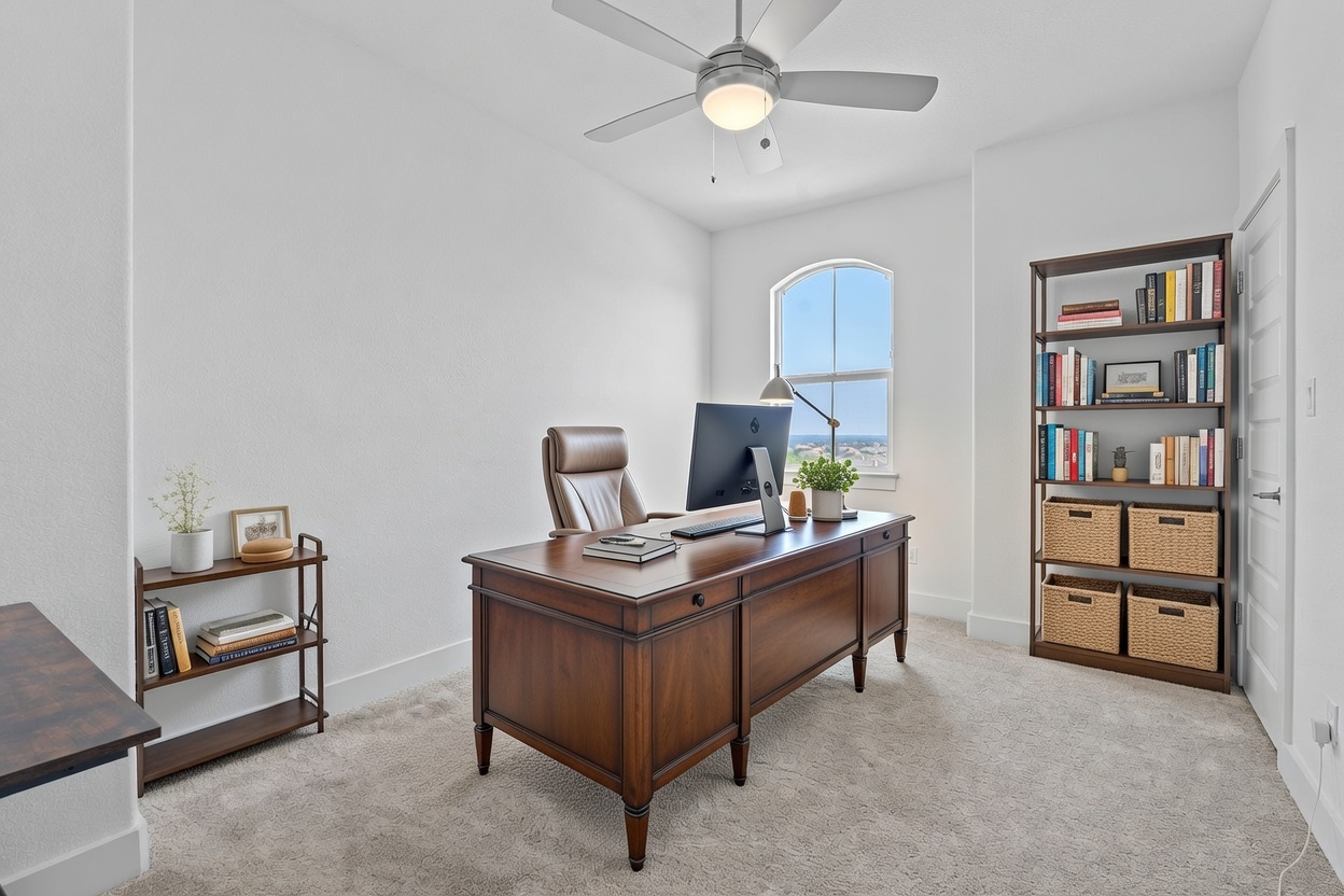 101 Cartwheel Bend, Unit 52 Austin, TX 78738 - Photo 19 of 29 a view of a workspace with furniture and cabinet