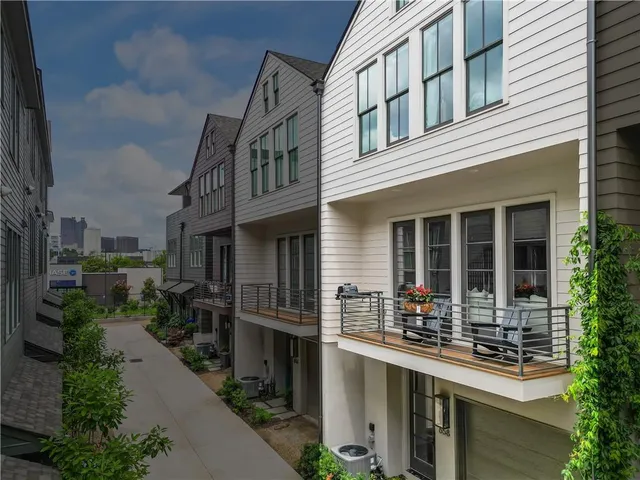 a view of a house with many windows