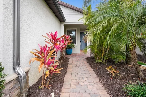 a potted plant sitting in front of a house